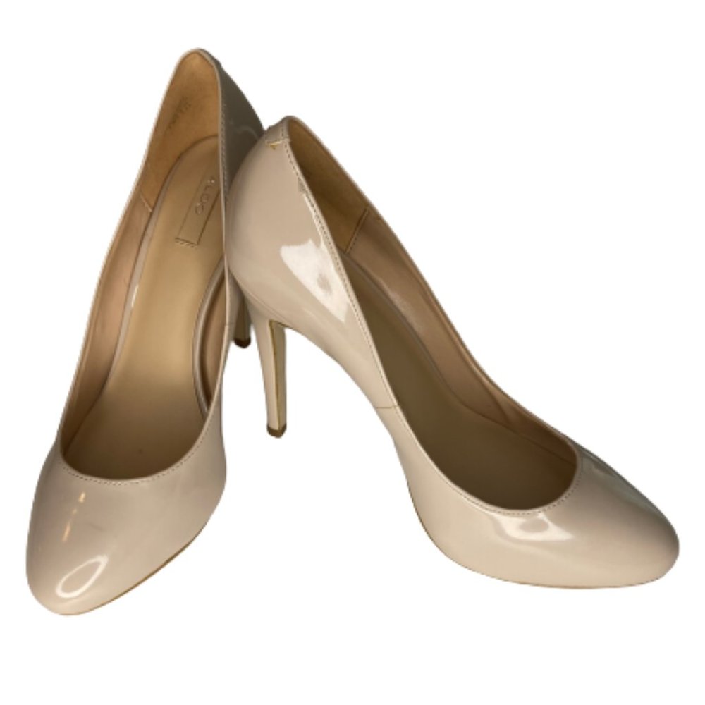 Aldo Patent Nude Beige Pointed Toe Stiletto Heels